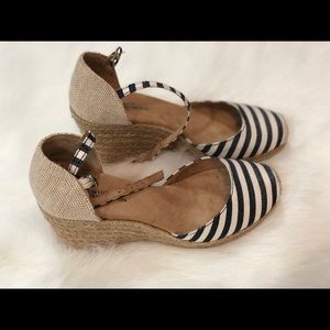White mountain espadrille nautical wedge sandals